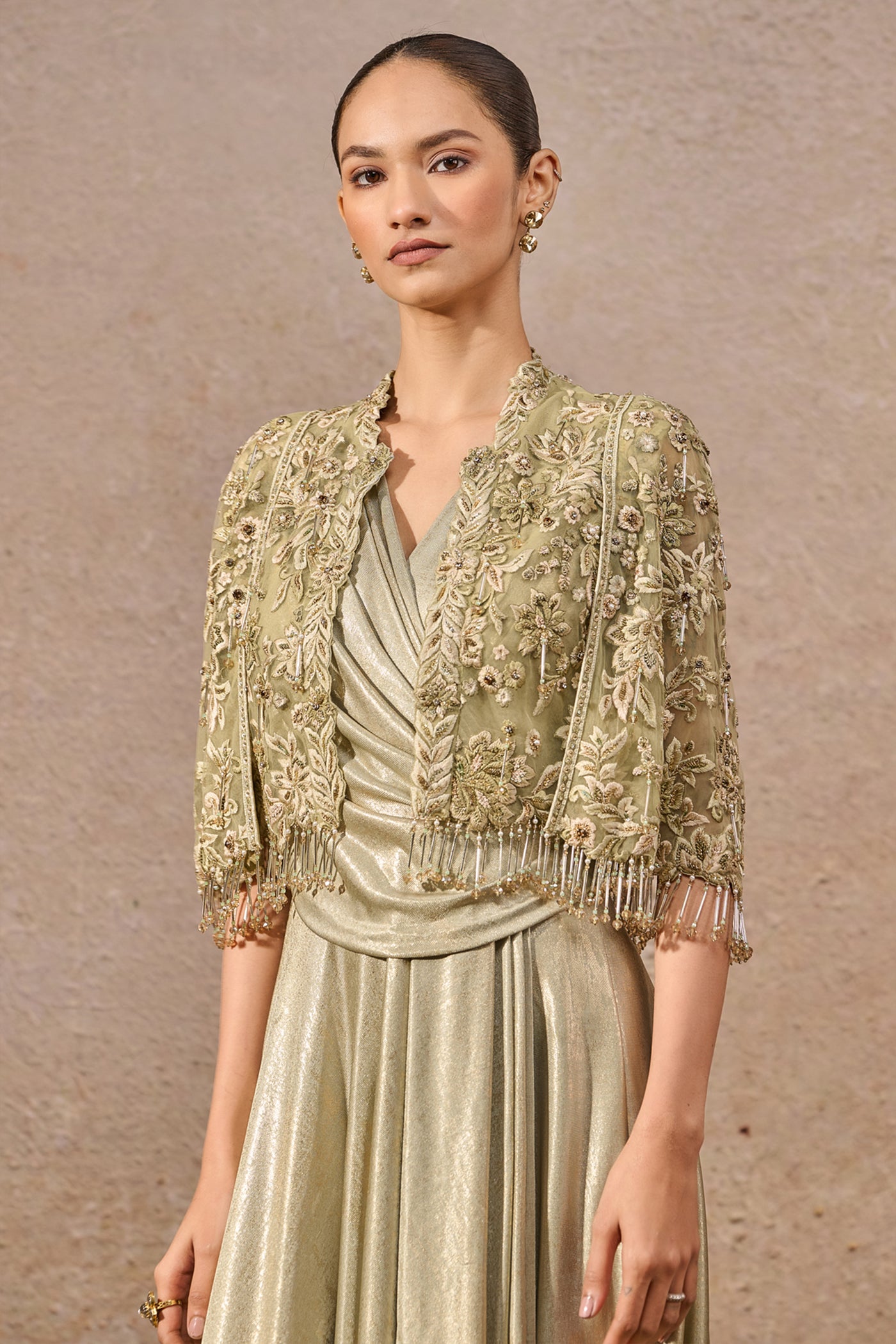 Tarun Tahiliani Cape And Drape Dress Set indian designer wear online shopping melange singapore