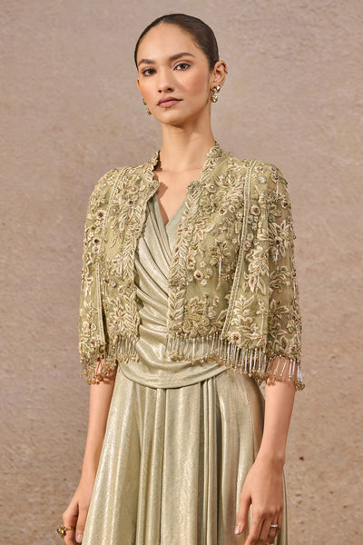 Tarun Tahiliani Cape And Drape Dress Set indian designer wear online shopping melange singapore