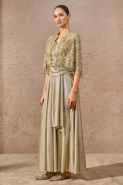 Tarun Tahiliani Cape And Drape Dress Set indian designer wear online shopping melange singapore