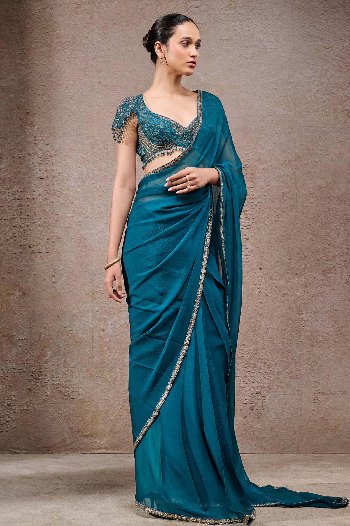 Tarun Tahiliani Classic Chiffon Saree indian designer wear online shopping melange singapore 
