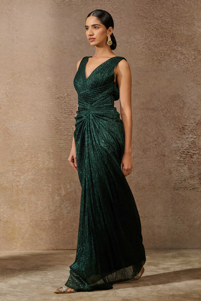 Tarun Tahiliani Classic Crinkle Drape Dress indian designer wear online shopping melange singapore
