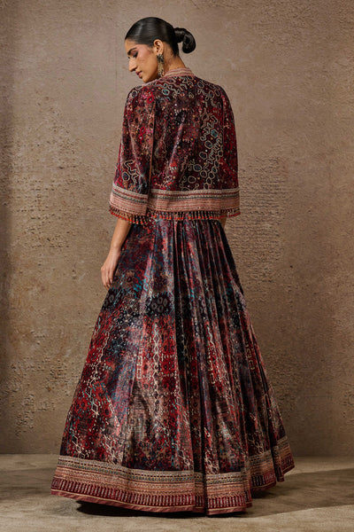 Tarun Tahiliani Classic Printed Cape Lehenga Set indian designer wear online shopping melange singapore