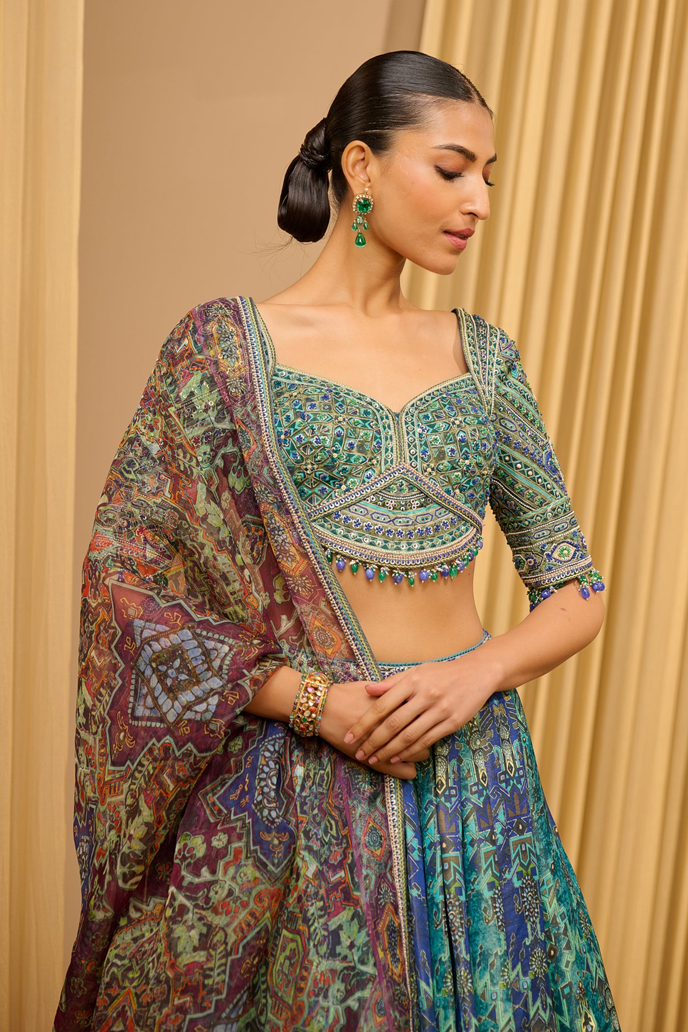 Tarun Tahiliani Classic Printed Lehenga indian designer wear online shopping melange singapore