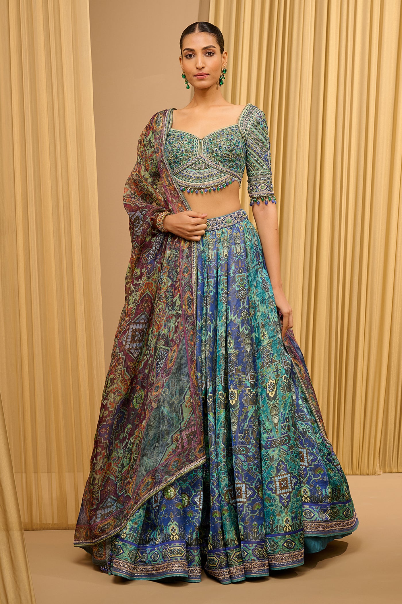 Tarun Tahiliani Classic Printed Lehenga indian designer wear online shopping melange singapore
