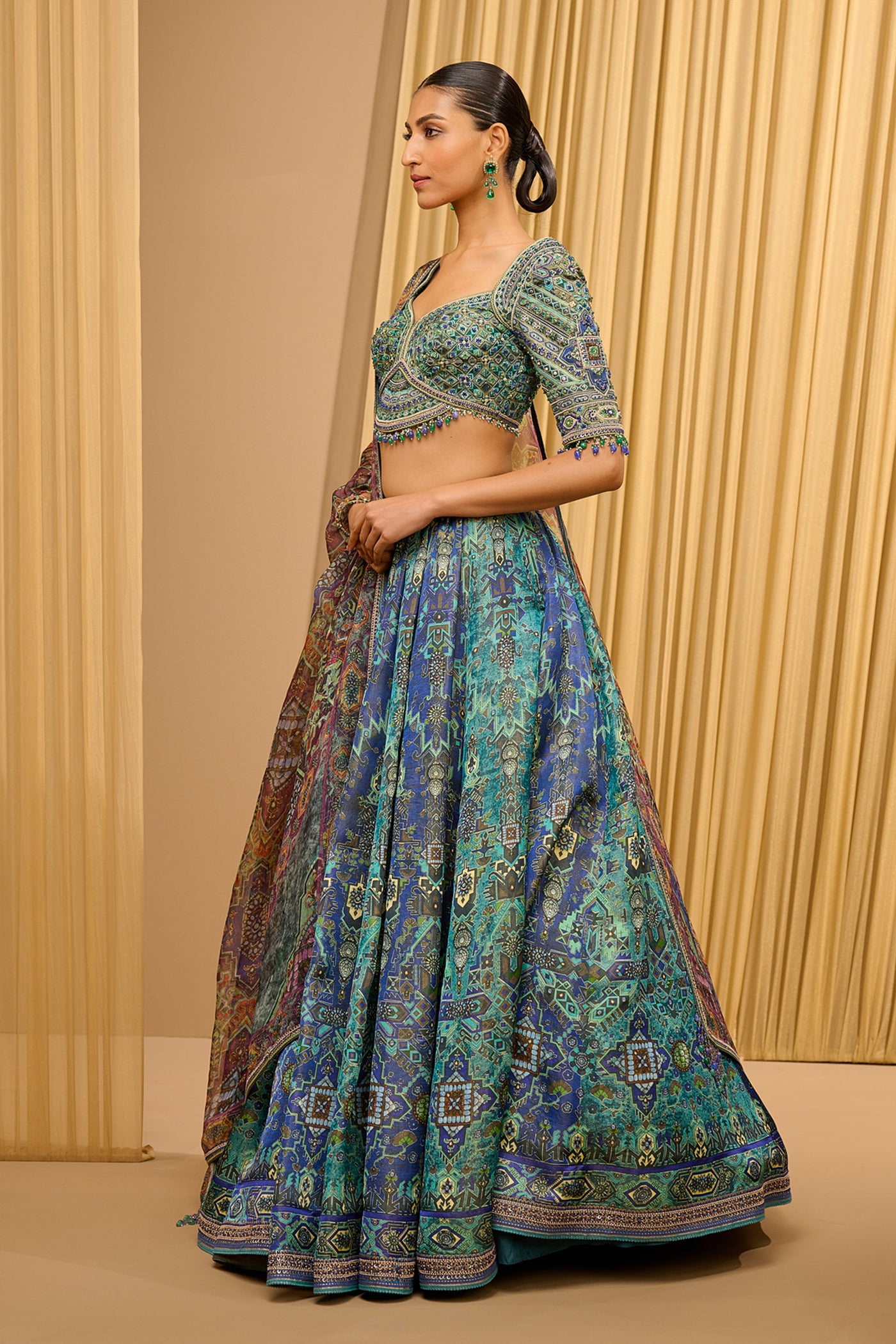 Tarun Tahiliani Classic Printed Lehenga indian designer wear online shopping melange singapore