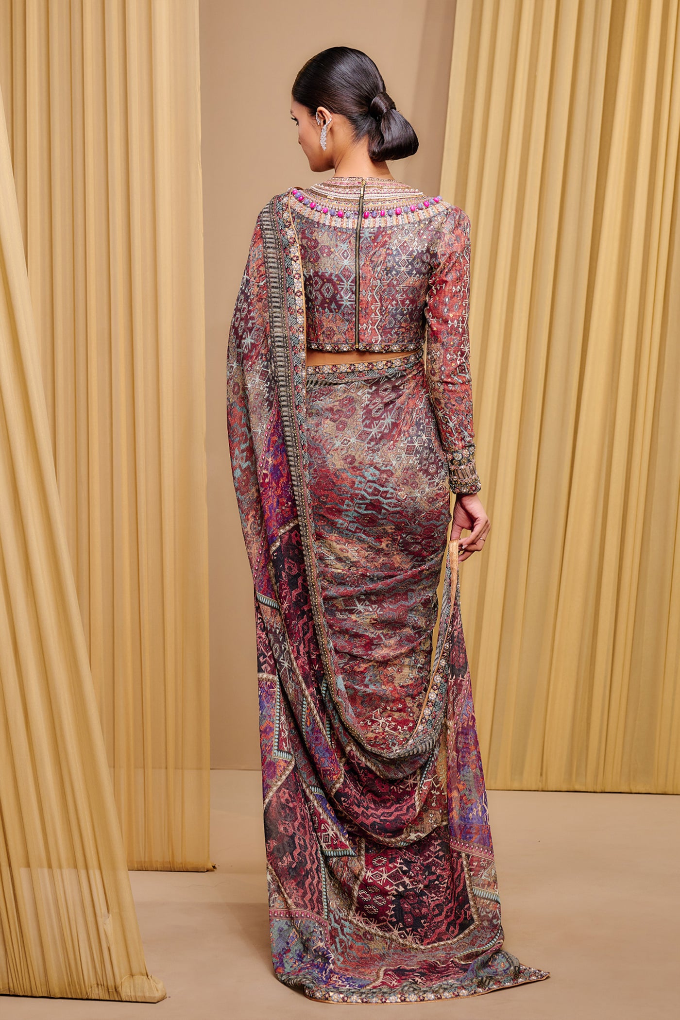 Tarun Tahiliani Classic Printed Saree indian designer wear online shopping melange singapore