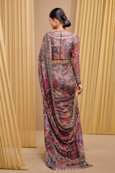 Tarun Tahiliani Classic Printed Saree indian designer wear online shopping melange singapore