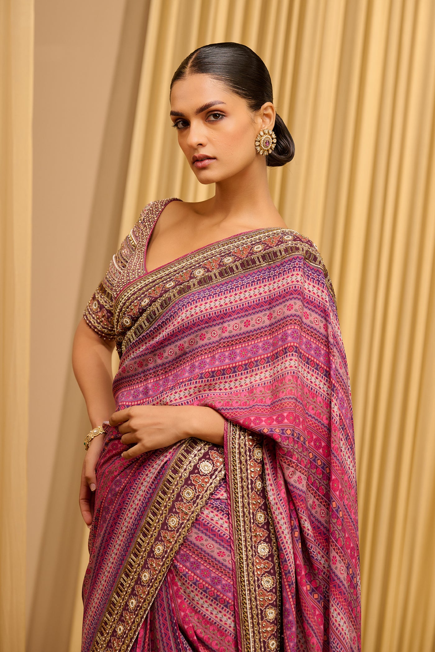 Tarun Tahiliani Classic Printed Saree indian designer wear online shopping melange singapore