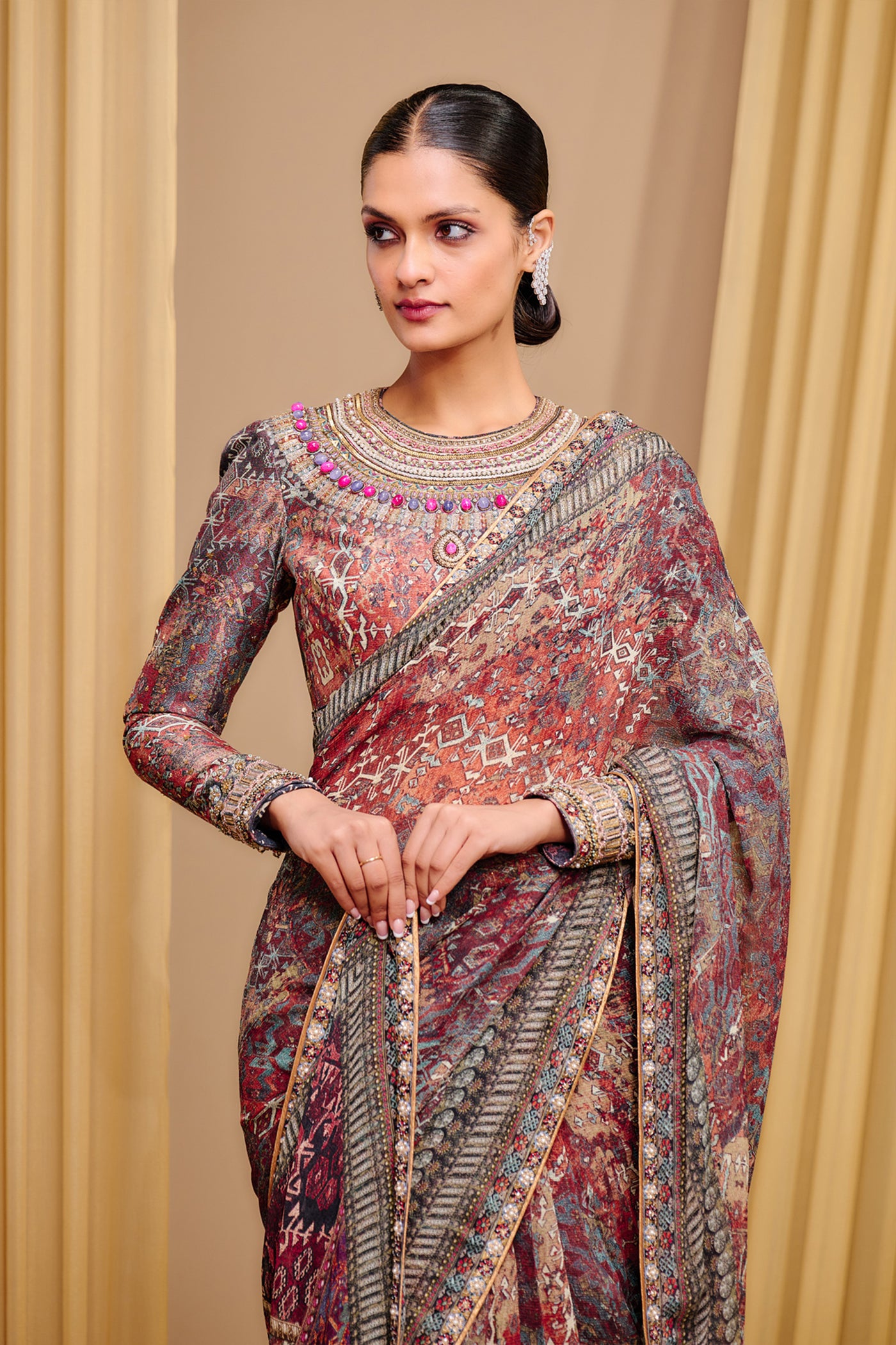 Tarun Tahiliani Classic Printed Saree indian designer wear online shopping melange singapore