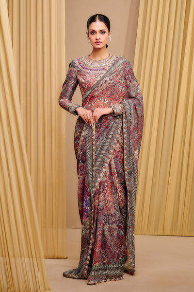 Tarun Tahiliani Classic Printed Saree indian designer wear online shopping melange singapore