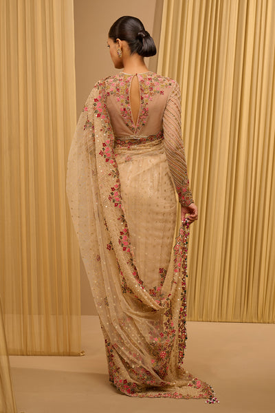 Tarun Tahiliani Classic Saree With Embroidered Cape Blouse indian designer wear online shopping melange singapore