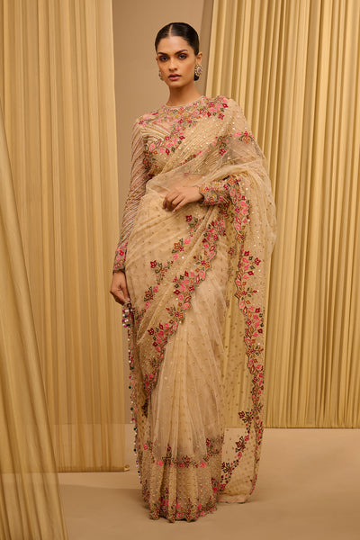 Tarun Tahiliani Classic Saree With Embroidered Cape Blouse indian designer wear online shopping melange singapore