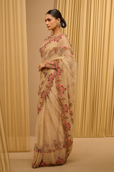 Tarun Tahiliani Classic Saree With Embroidered Cape Blouse indian designer wear online shopping melange singapore