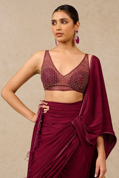 Tarun Tahiliani Concept Saree Blouse Plum indian designer wear online shopping melange singapore
