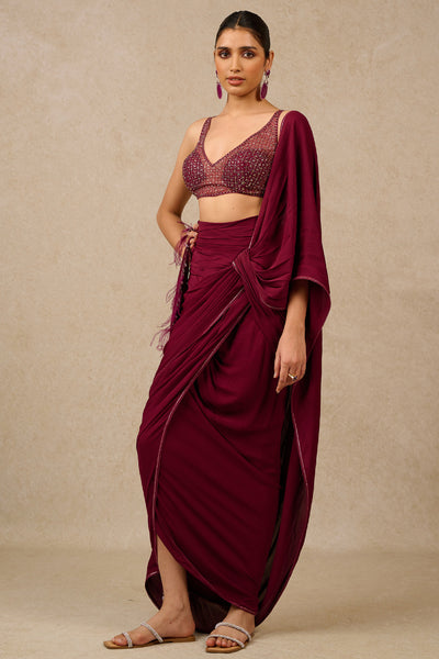 Tarun Tahiliani Concept Saree Blouse Plum indian designer wear online shopping melange singapore