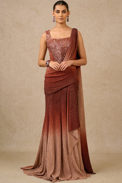 Tarun Tahiliani Concept Saree Corset Copper Ombre Indian designer wear online shopping melange singapore
