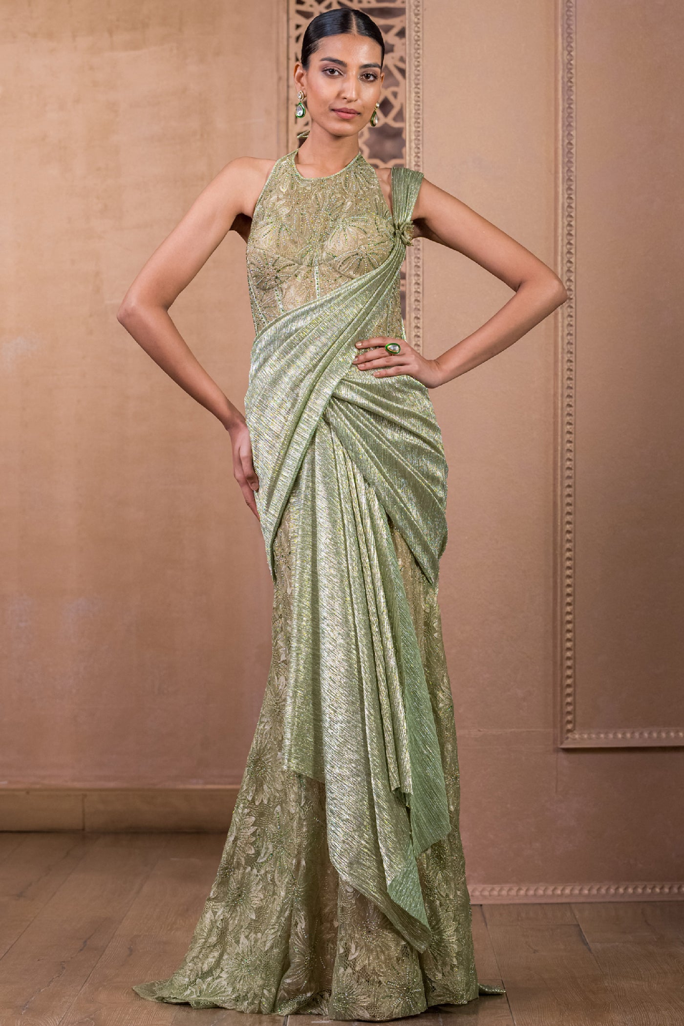Tarun Tahiliani Concept Saree Seige indian designer wear online shopping melange singapore
