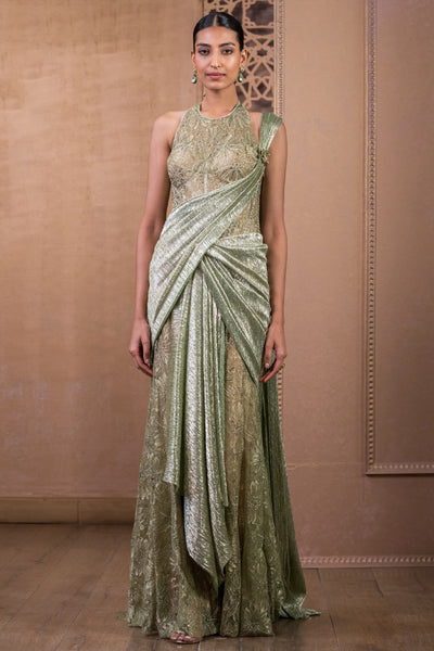 Tarun Tahiliani Concept Saree Seige indian designer wear online shopping melange singapore