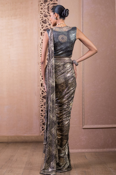 Tarun Tahiliani Concept Saree And Blouse Black indian designer wear online shopping melange singapore