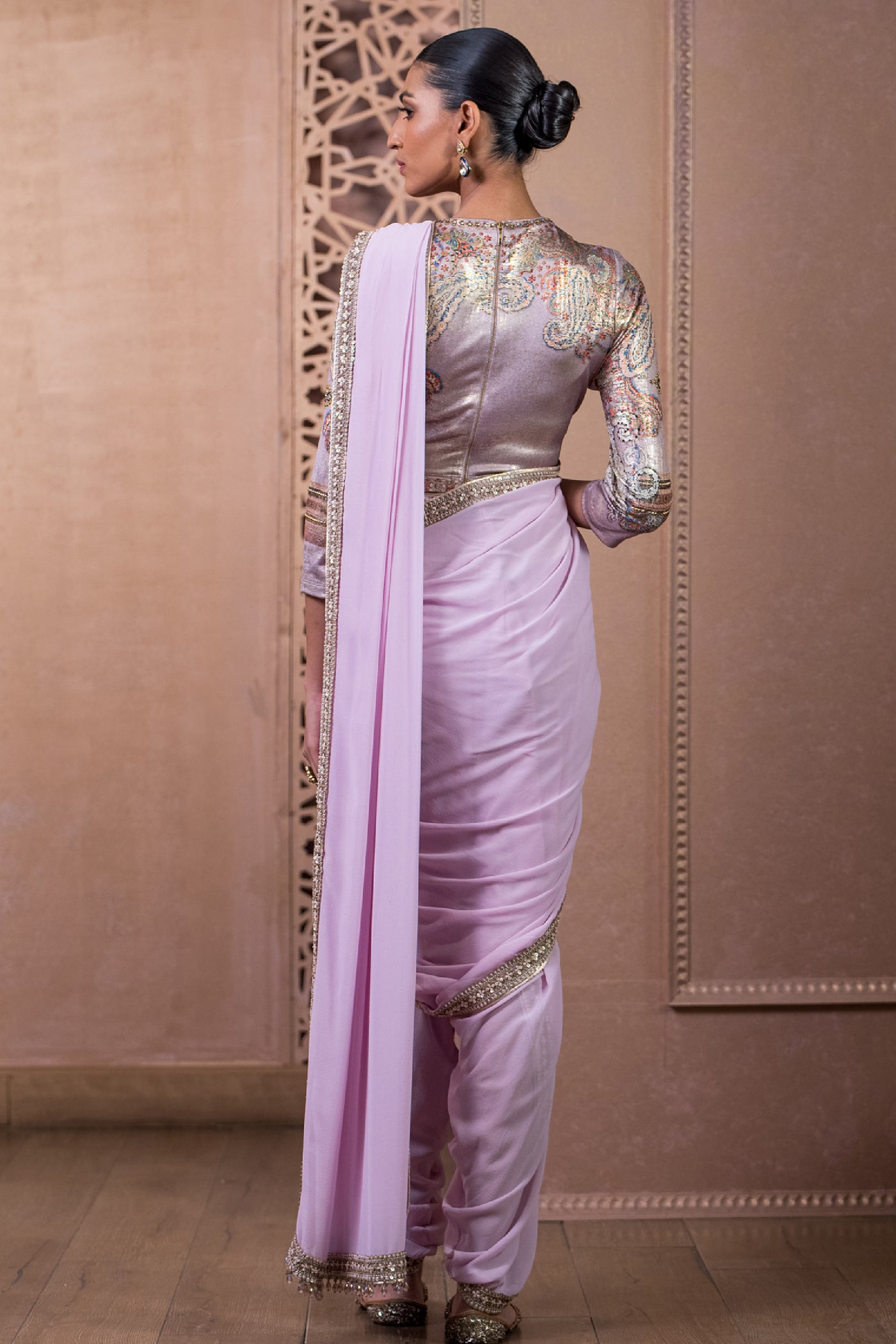 Tarun TahilianiConcept Saree And Blouse Lilac indian designer wear online shopping melange singapore