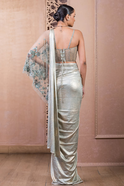 Tarun Tahiliani Concept Saree And Bodysuit Seige indian designer wear online shopping melange singapore