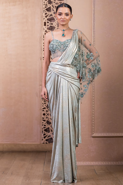 Tarun Tahiliani Concept Saree And Bodysuit Seige indian designer wear online shopping melange singapore