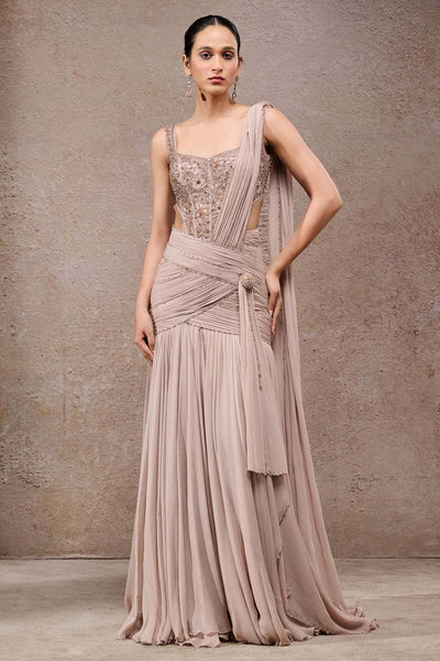 Tarun Tahiliani Concept Saree With Embroidered Bodysuit indian designer wear online shopping melange singapore 
