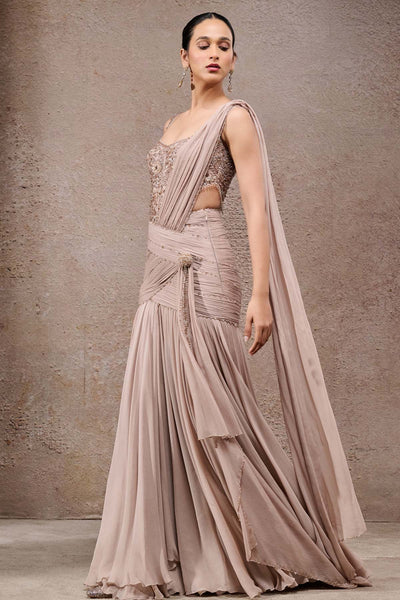 Tarun Tahiliani Concept Saree With Embroidered Bodysuit indian designer wear online shopping melange singapore 
