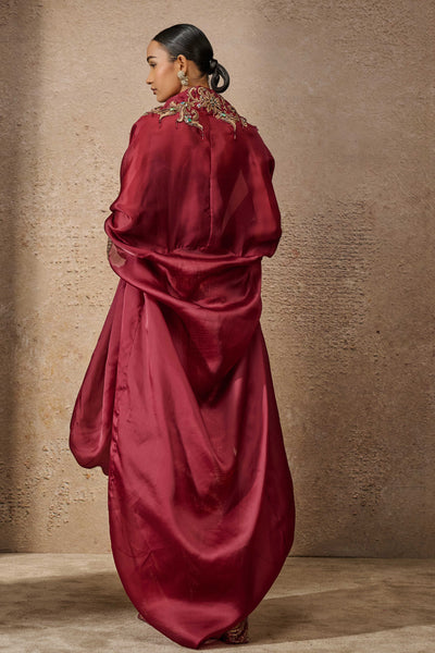 Tarun TahilianiCorset Drape And Cape Co-Ord Set indian designer wear online shopping melange singapore