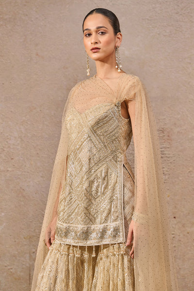 Tarun Tahiliani Crystal Draped Sharara Set indian designer wear online shopping melange singapore
