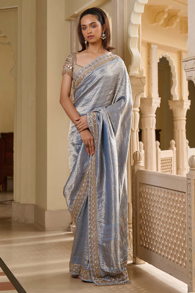 Tarun Tahiliani  Crystal and Kundan Embellished Banarasi Saree indian designer wear online shopping melange singapore 