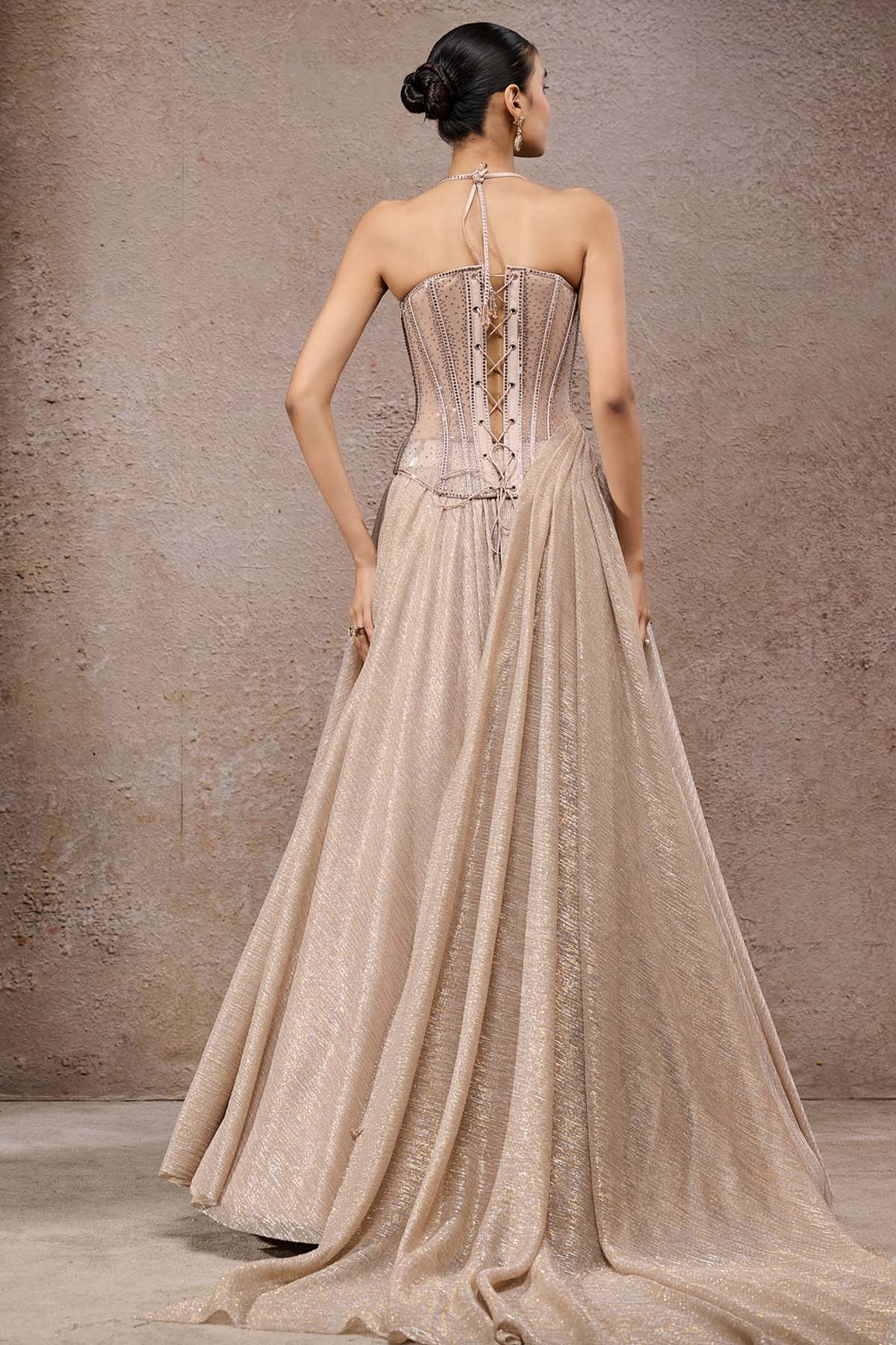Tarun Tahiliani Draped Corset Skirt indian designer wear online shopping melange singapore 