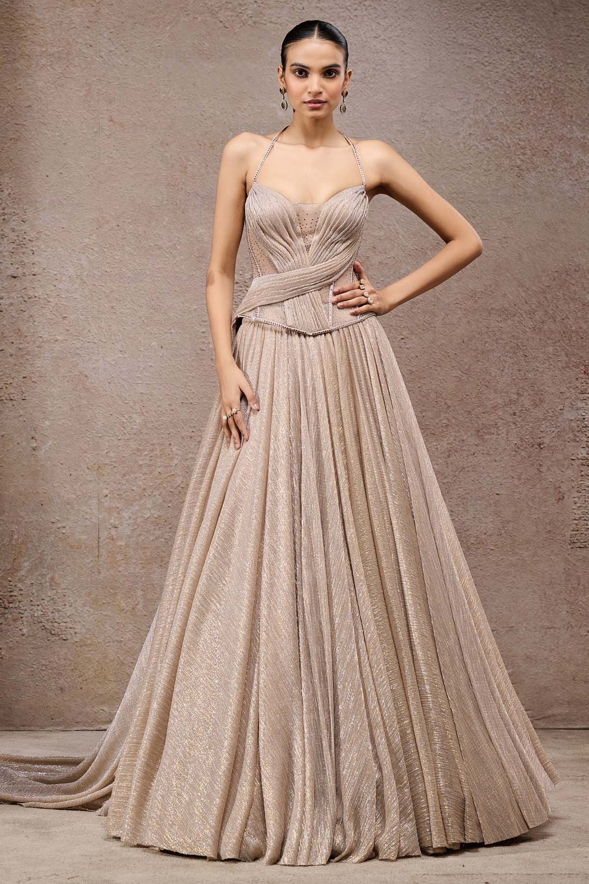 Tarun Tahiliani Draped Corset Skirt indian designer wear online shopping melange singapore 