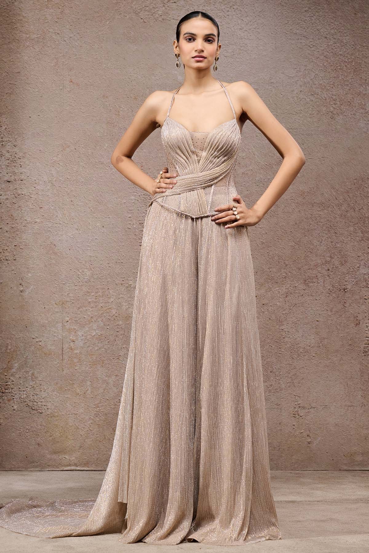 Tarun Tahiliani Draped Corset Trousers indian designer wear online shopping melange singapore 