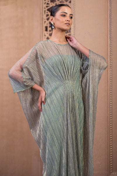 Tarun Tahiliani Draped Dress Palladium Blue indian designer wear online shopping melange singapore