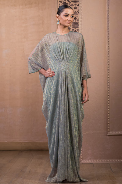 Tarun Tahiliani Draped Dress Palladium Blue indian designer wear online shopping melange singapore