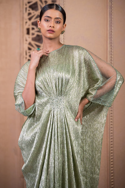 Tarun Tahiliani Draped Dress Seige indian designer wear online shopping melange singapore