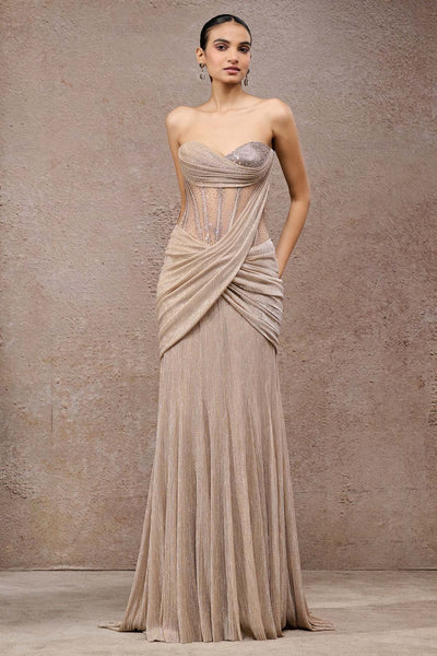Tarun Tahiliani Draped Gown indian designer wear online shopping melange singapore 