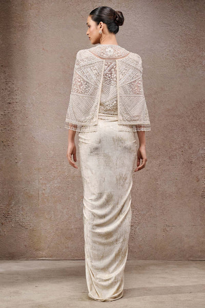 Tarun Tahiliani Draped Skirt Corset Cape indian designer wear online shopping melange singapore 