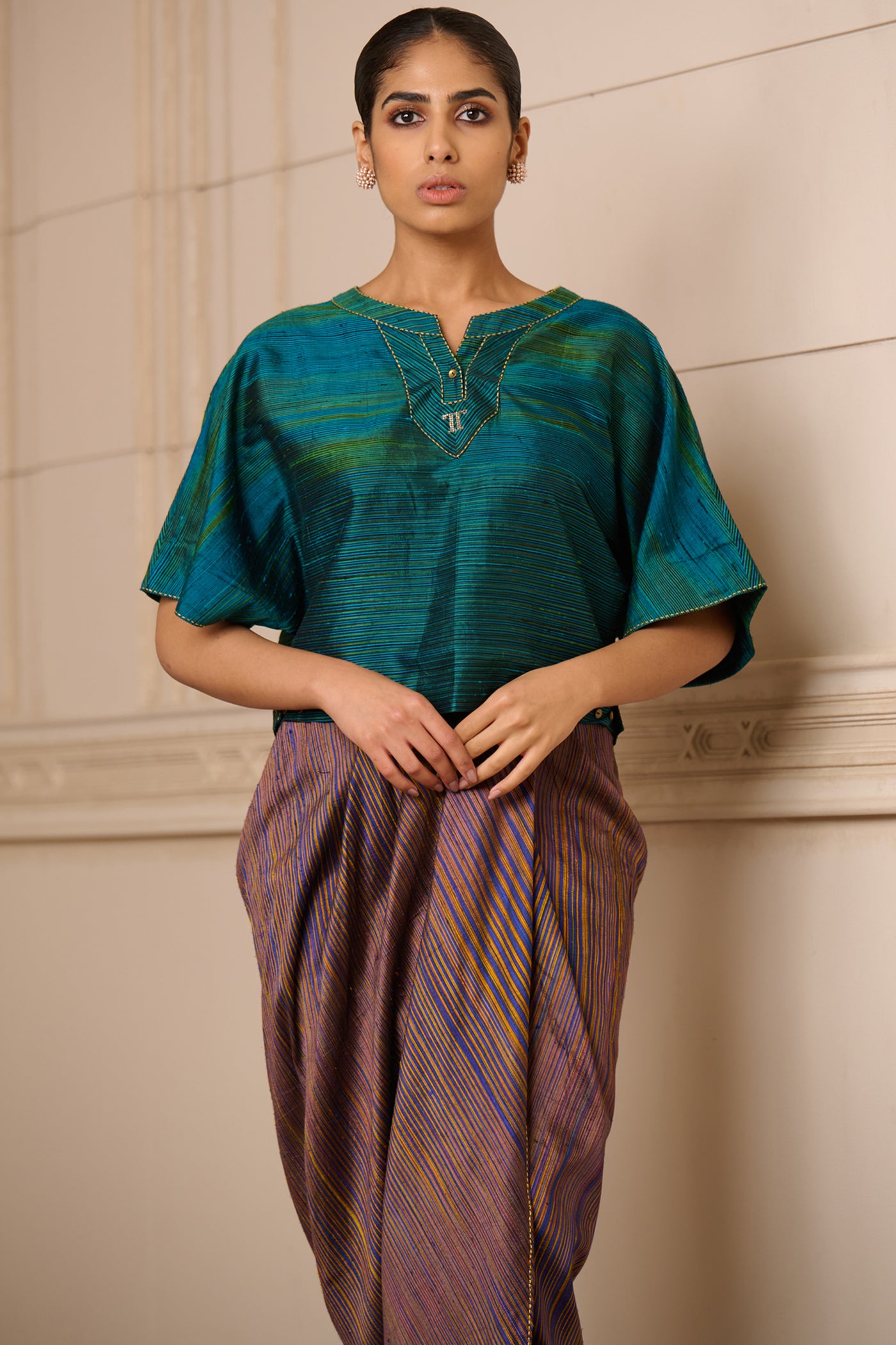 Tarun Tahiliani Draped Skirt indian designer wear online shopping melange singapore
