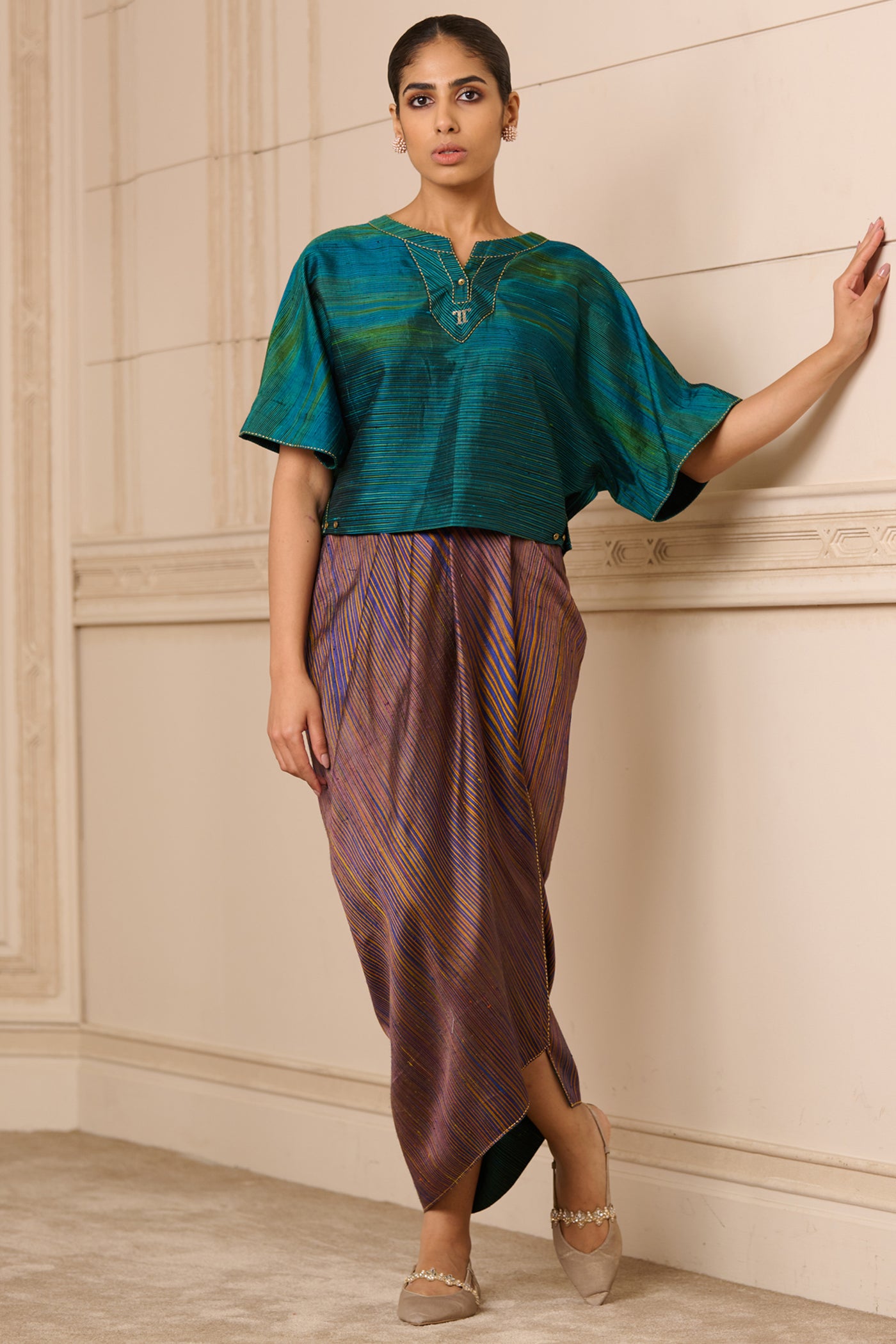 Tarun Tahiliani Draped Skirt indian designer wear online shopping melange singapore