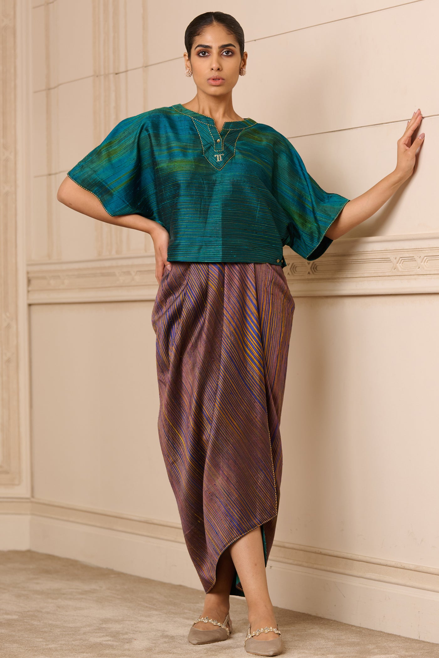 Tarun Tahiliani Draped Skirt indian designer wear online shopping melange singapore