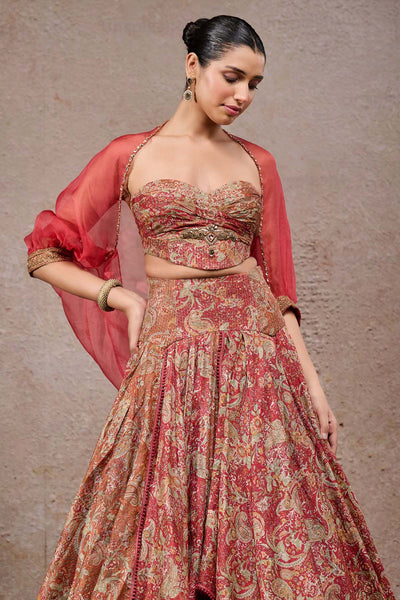 Tarun Tahiliani Draped Tectile Lehenga indian designer wear online shopping melange singapore 