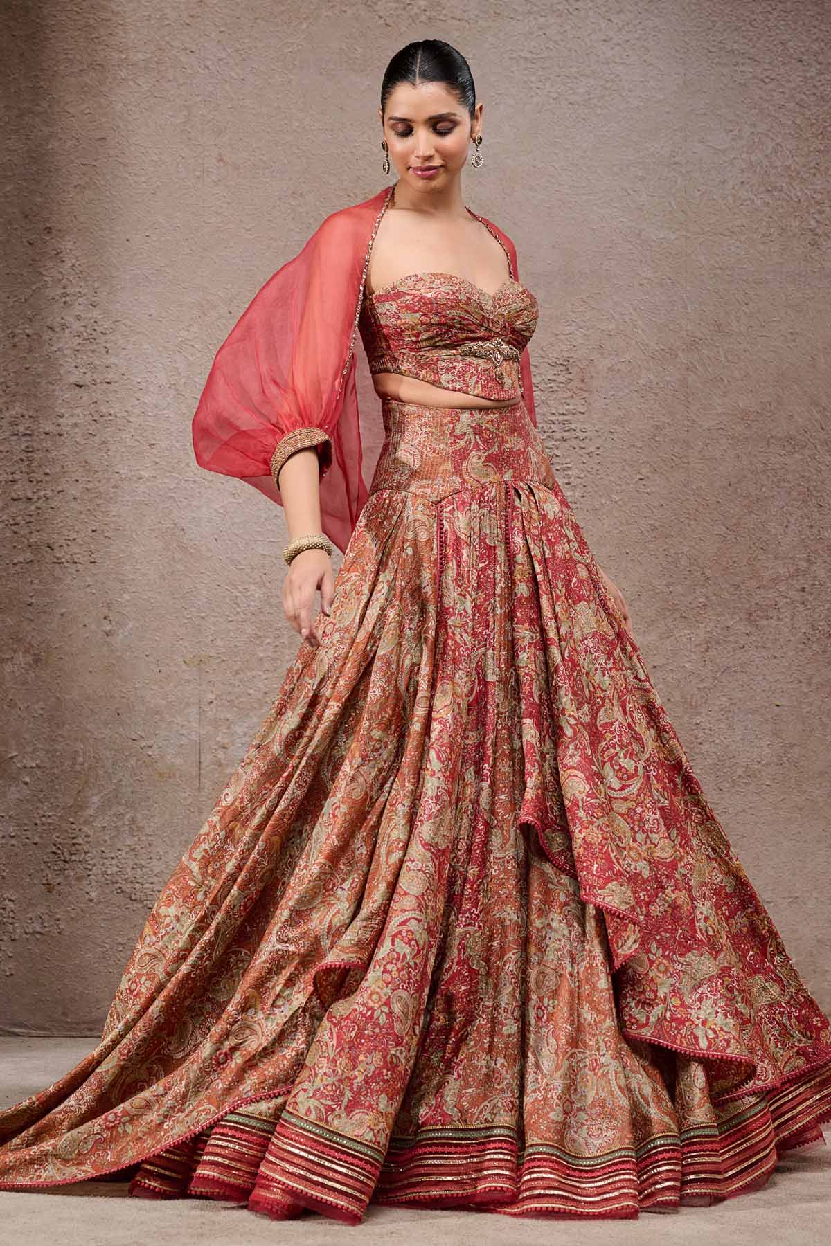 Tarun Tahiliani Draped Tectile Lehenga indian designer wear online shopping melange singapore 