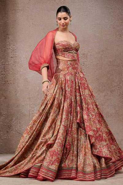 Tarun Tahiliani Draped Tectile Lehenga indian designer wear online shopping melange singapore 