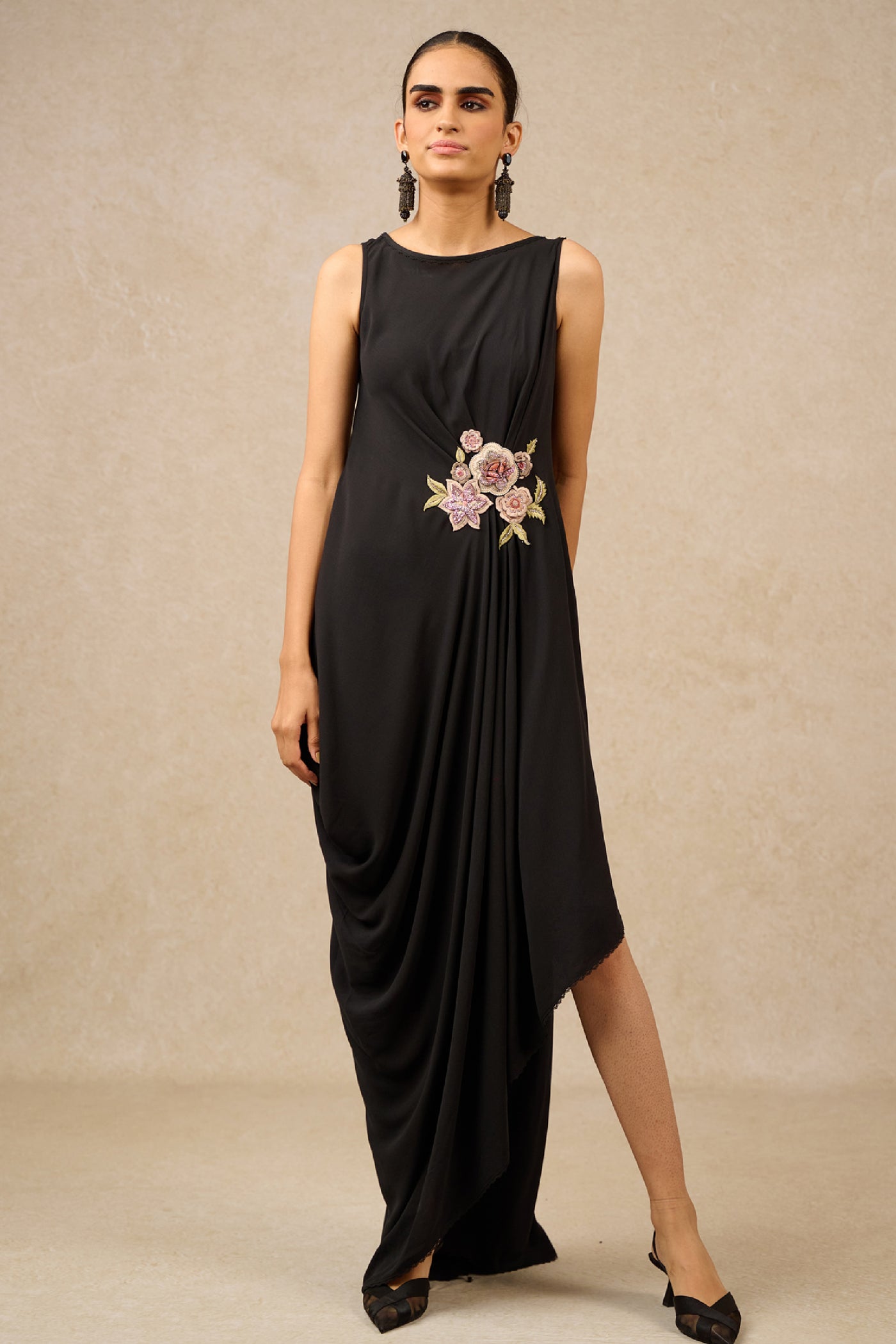 Tarun Tahiliani Dress Black Indian designer wear online shopping melange singapore