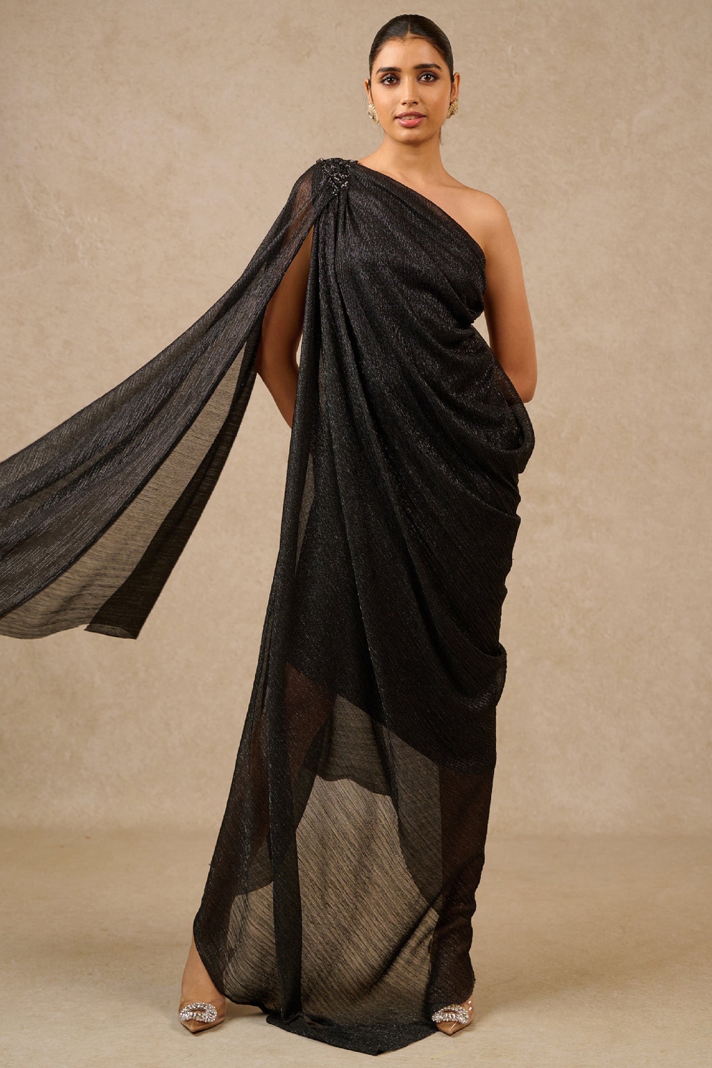 Tarun Tahiliani Dress Black Silver Indian designer wear online shopping melange singapore