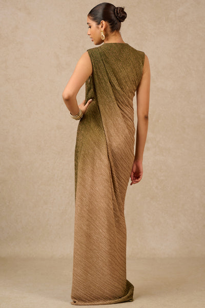 Tarun Tahiliani Dress Olive Ombre Indian designer wear online shopping melange singapore