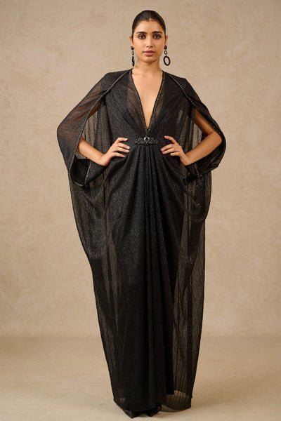 Tarun Tahiliani Dress Slip Black Silver Indian designer wear online shopping melange singapore