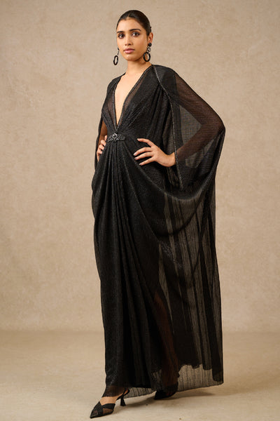 Tarun Tahiliani Dress Slip Black Silver Indian designer wear online shopping melange singapore